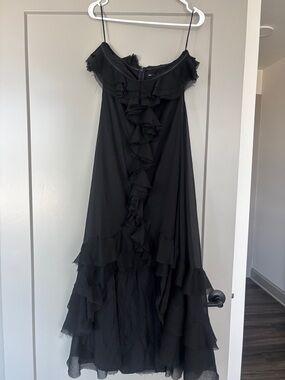 ASOS Black Ruffle Maxi Dress